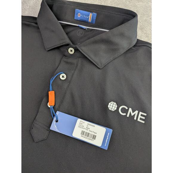 Stitch Golf Polo Performance Shirt Black Solid Pique Mens XL CME logo - Picture 10 of 11